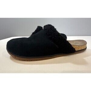 Womens 10 LL Bean Go Anywhere Cozy Clogs Slip On Shoes Black Suede Leather